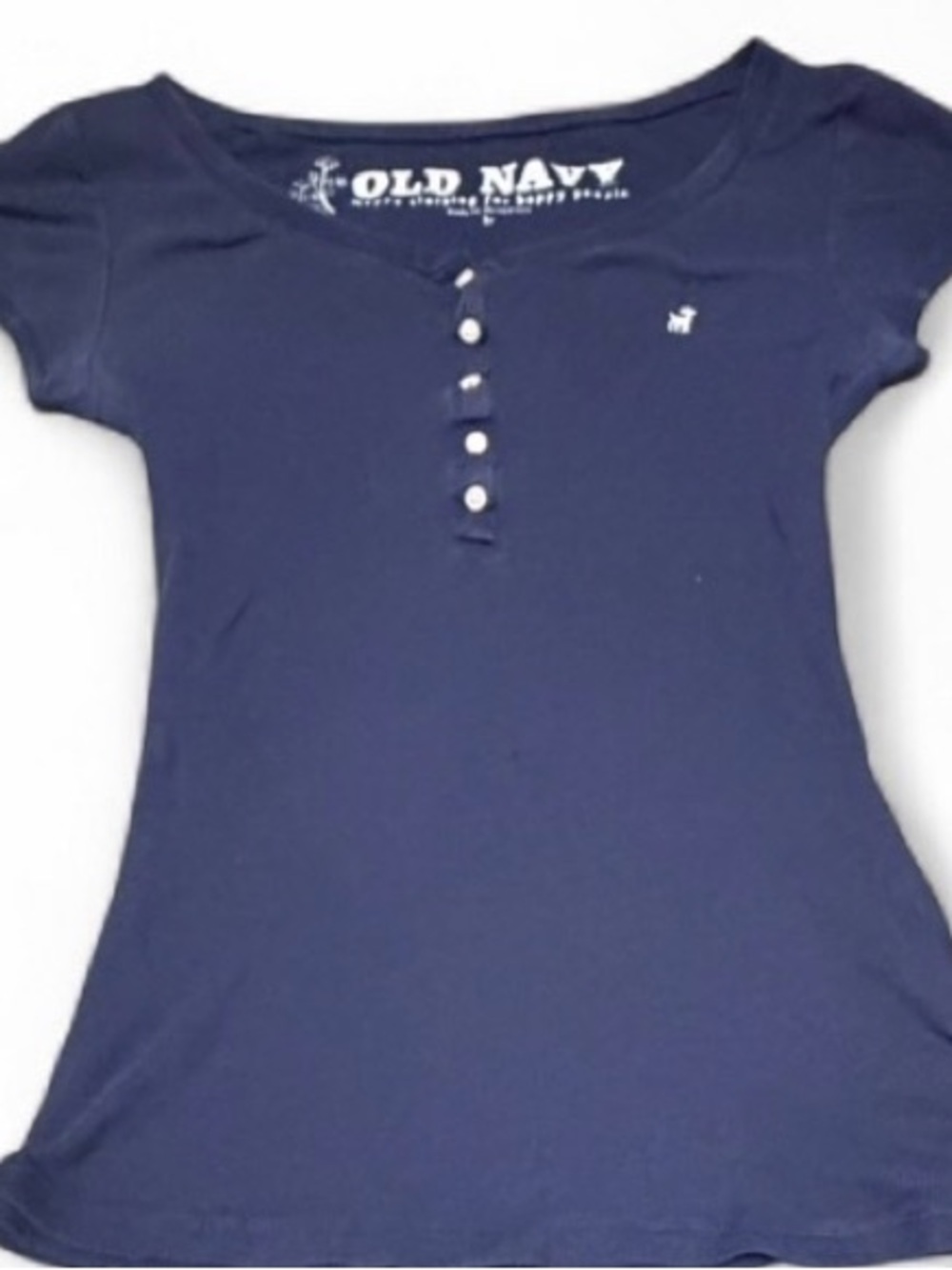 Vintage Old Navy Navy Blue Ribbed Y2K Henley Top